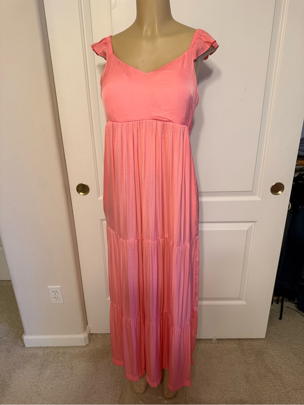 Mossimo Supply Co. Pink Ruffle Strap Maxi Dress